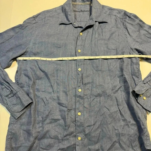 Tommy Bahama Men's Blue 100% Linen Button Down Shirt Casual Beach Vacation Sz M - Picture 5 of 7